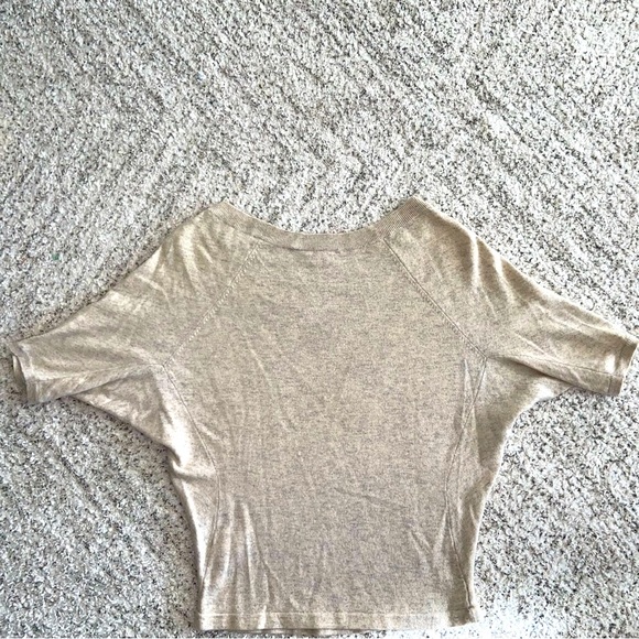 Vince Cashmere Beige Gray light Knit top 3/4 sleeve oversized loose neckline XS - Picture 7 of 7